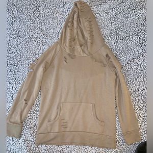 Chelsea DeBoer by Lily & Lottie distressed hoodie, medium, new w/o tags, mocha